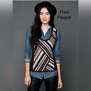 Free People Striped Sleeveless Sweater Top